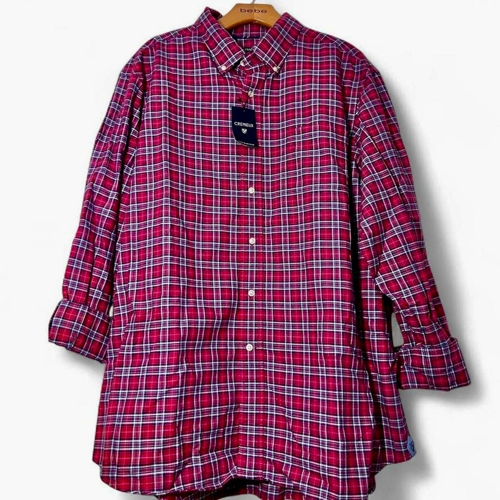 *NWT* Cremieux red blue and white plaid button up